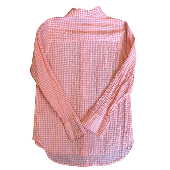 J. CREW Peach and White Gingham Long Sleeve Button Up Coastal Cowgirl Women's 8 - Picture 3 of 6